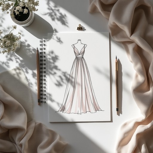Elegant dress sketch stockcake